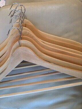 Wooden Suit Hangers with Metal Hooks - Natural Wood